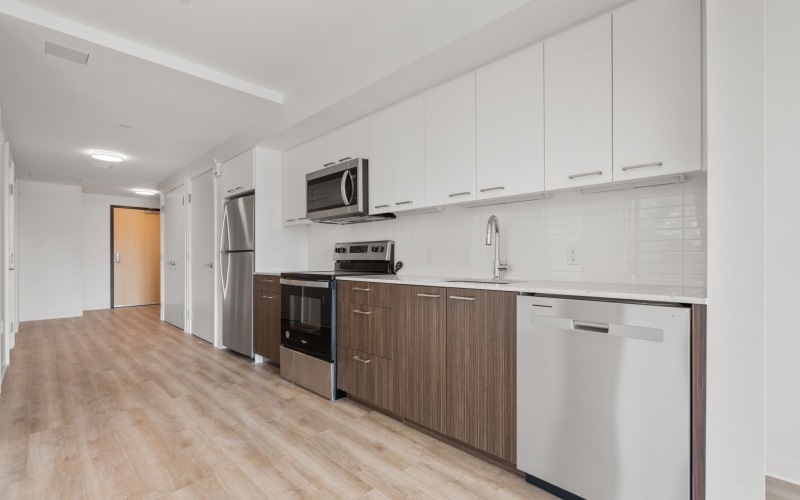 kitchen with white cabinets