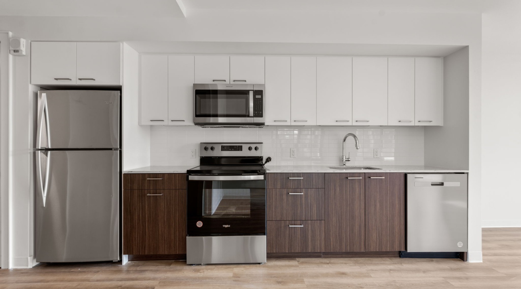 Kitchen with white cabinets